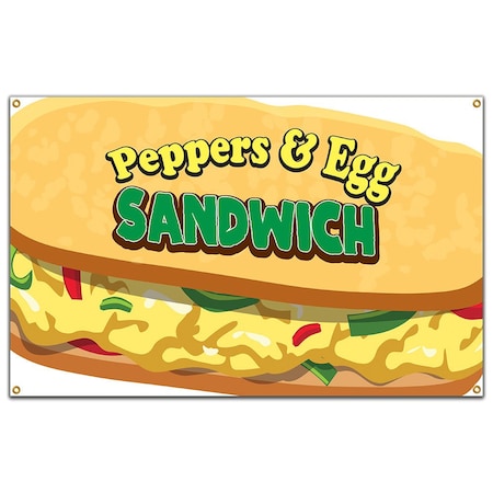 Peppers And Egg Sandwich Banner Concession Stand Food Truck Single Sided